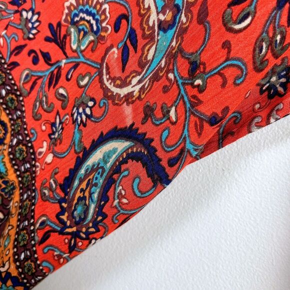 NWT Free People Rosalie Boho Bell Sleeve Surplice Paisley Red Top Blouse Sz XS - Picture 15 of 16